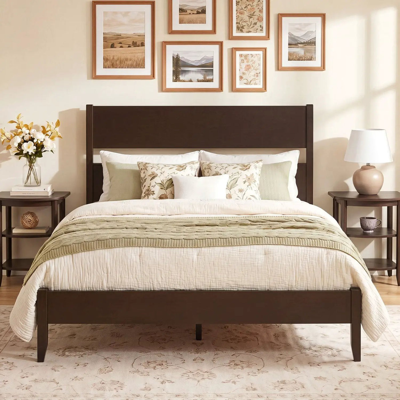 Full Bed Frame with Headboard and Solid Wood Legs by DirectDeals