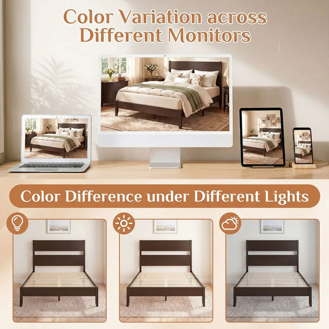 Full Bed Frame with Headboard and Solid Wood Legs by DirectDeals