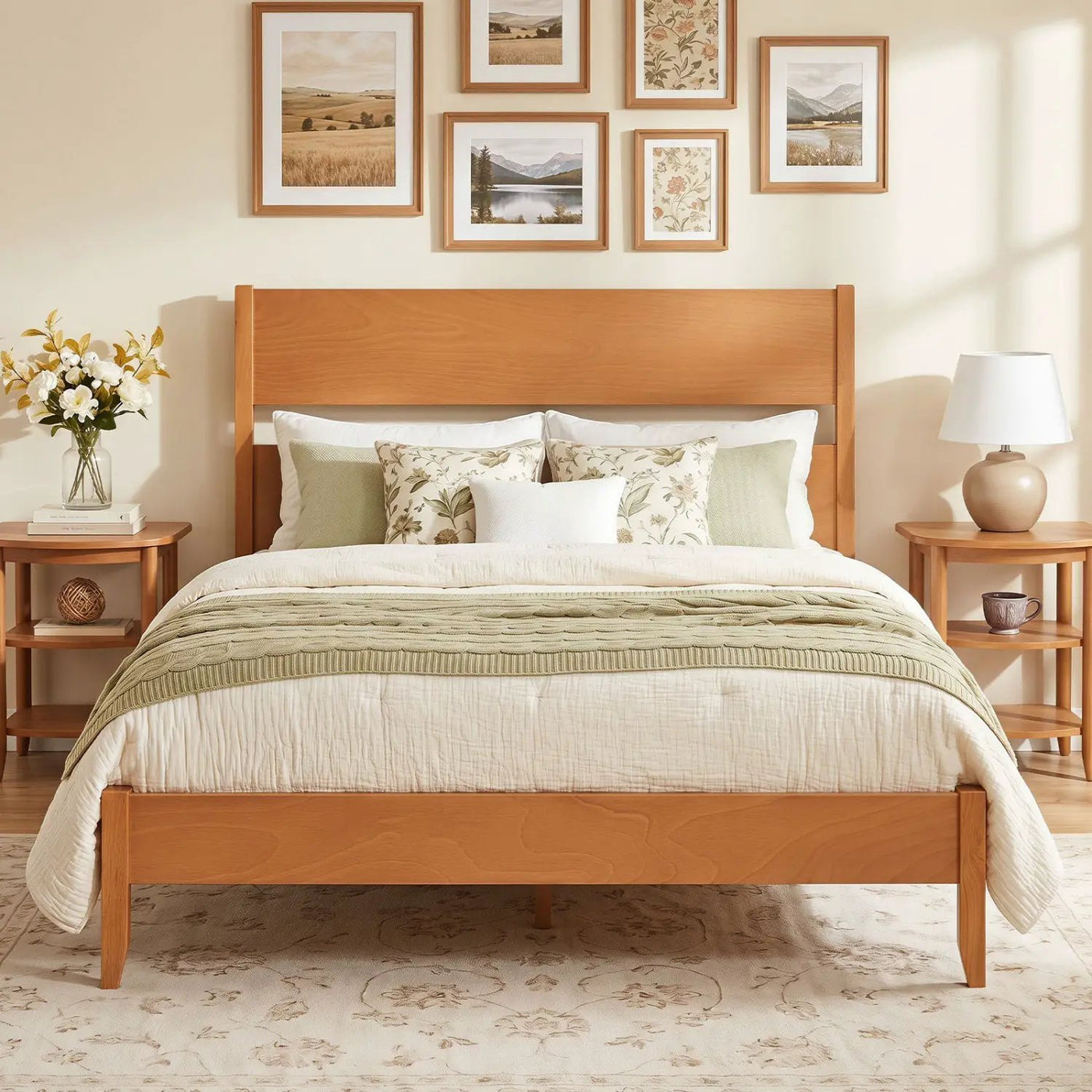 Full Bed Frame with Headboard and Solid Wood Legs by DirectDeals