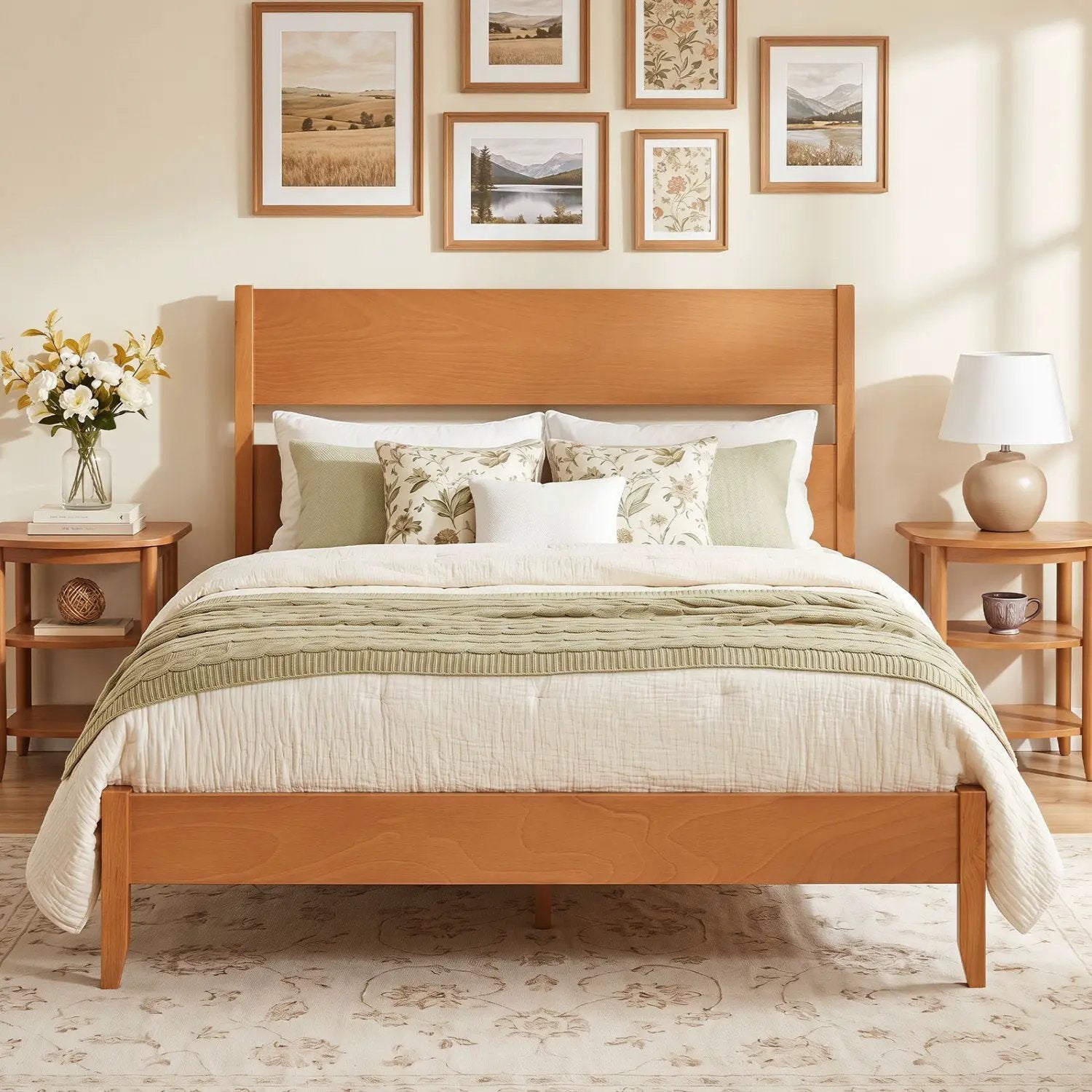 Full Bed Frame with Headboard and Solid Wood Legs by DirectDeals