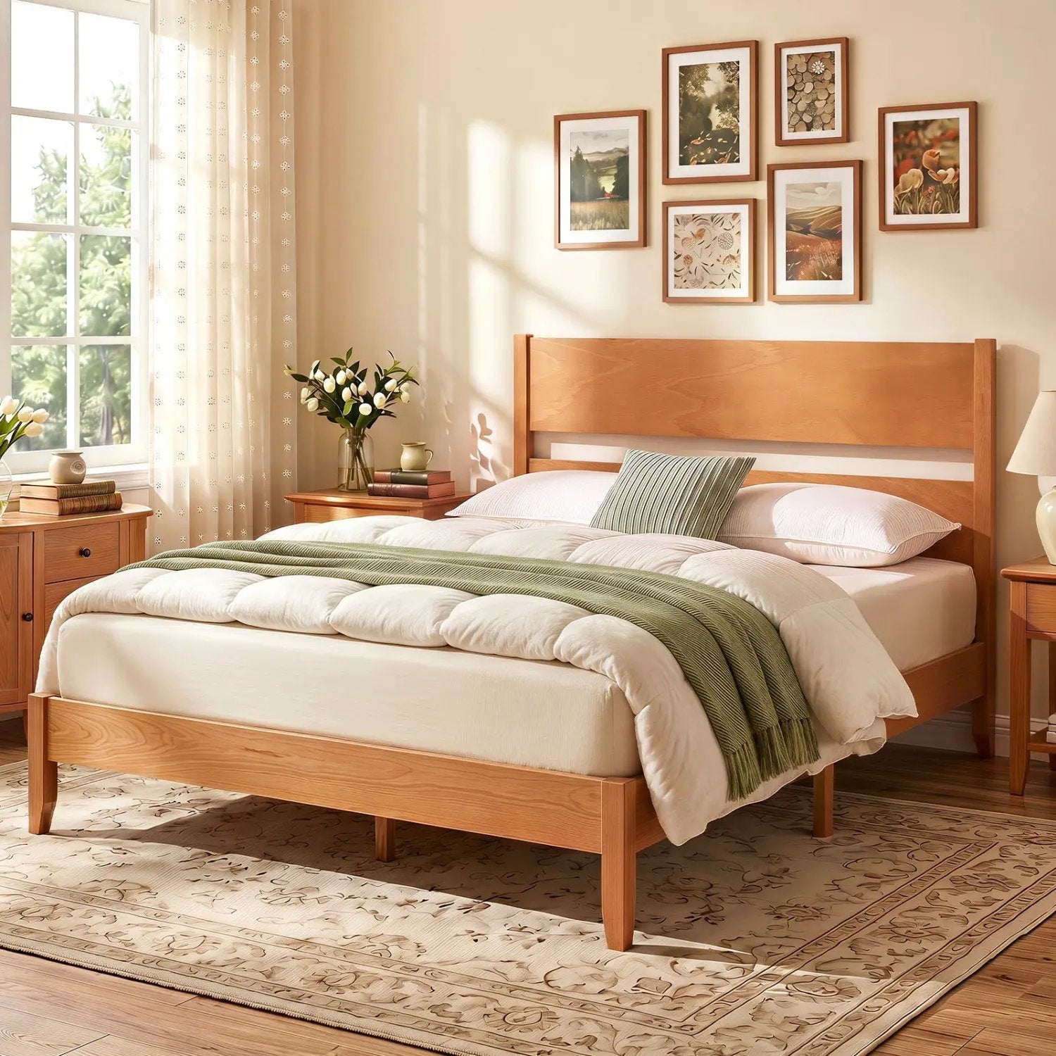 Full Bed Frame with Headboard and Solid Wood Legs by DirectDeals