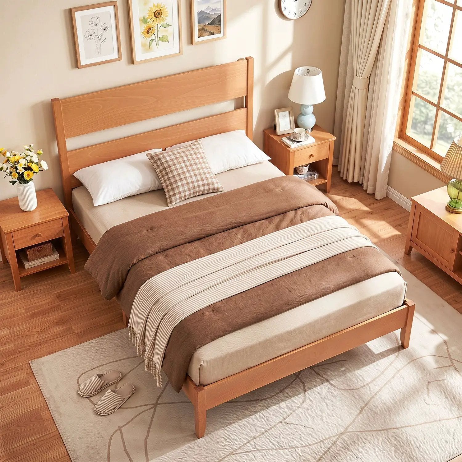 Full Bed Frame with Headboard and Solid Wood Legs by DirectDeals