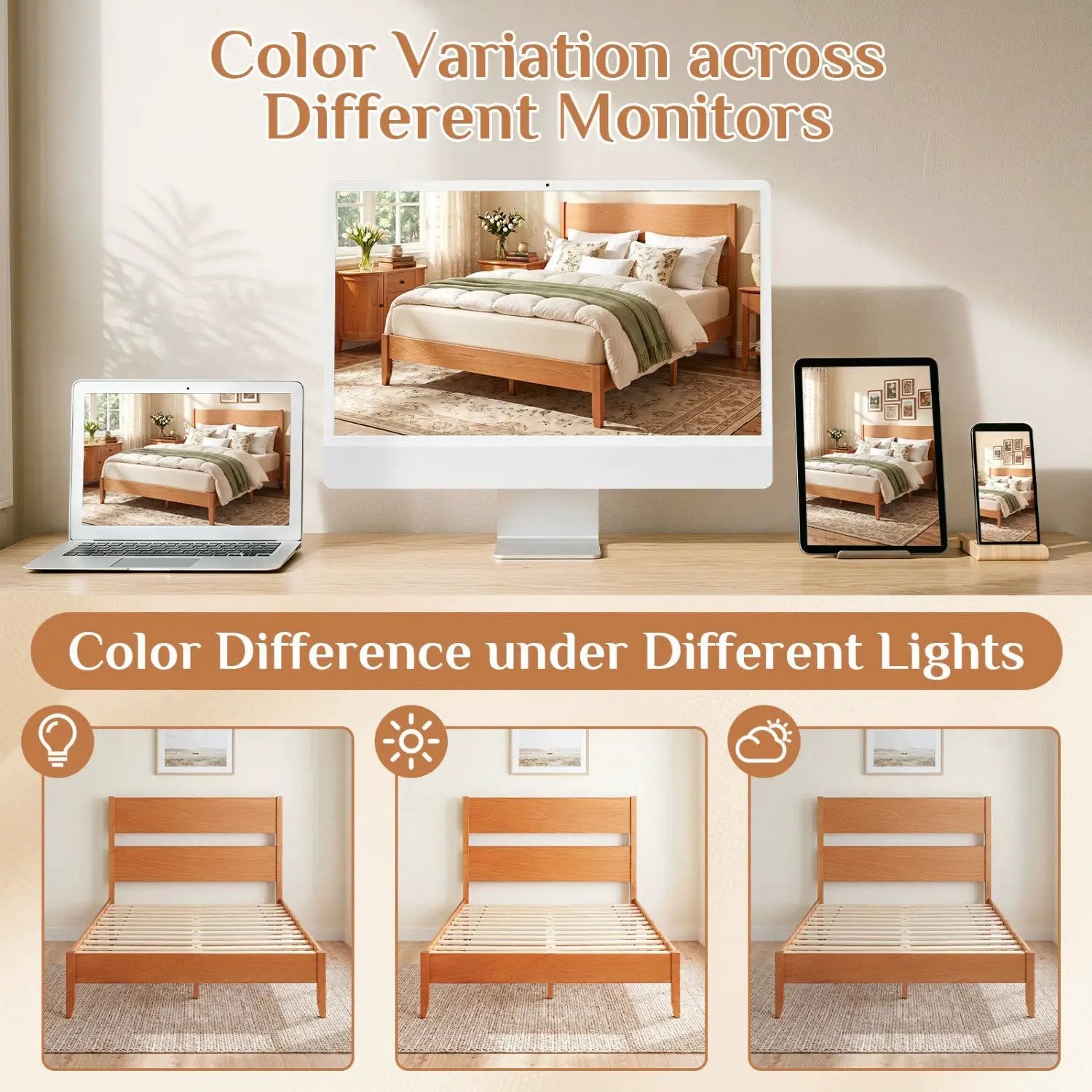 Full Bed Frame with Headboard and Solid Wood Legs by DirectDeals