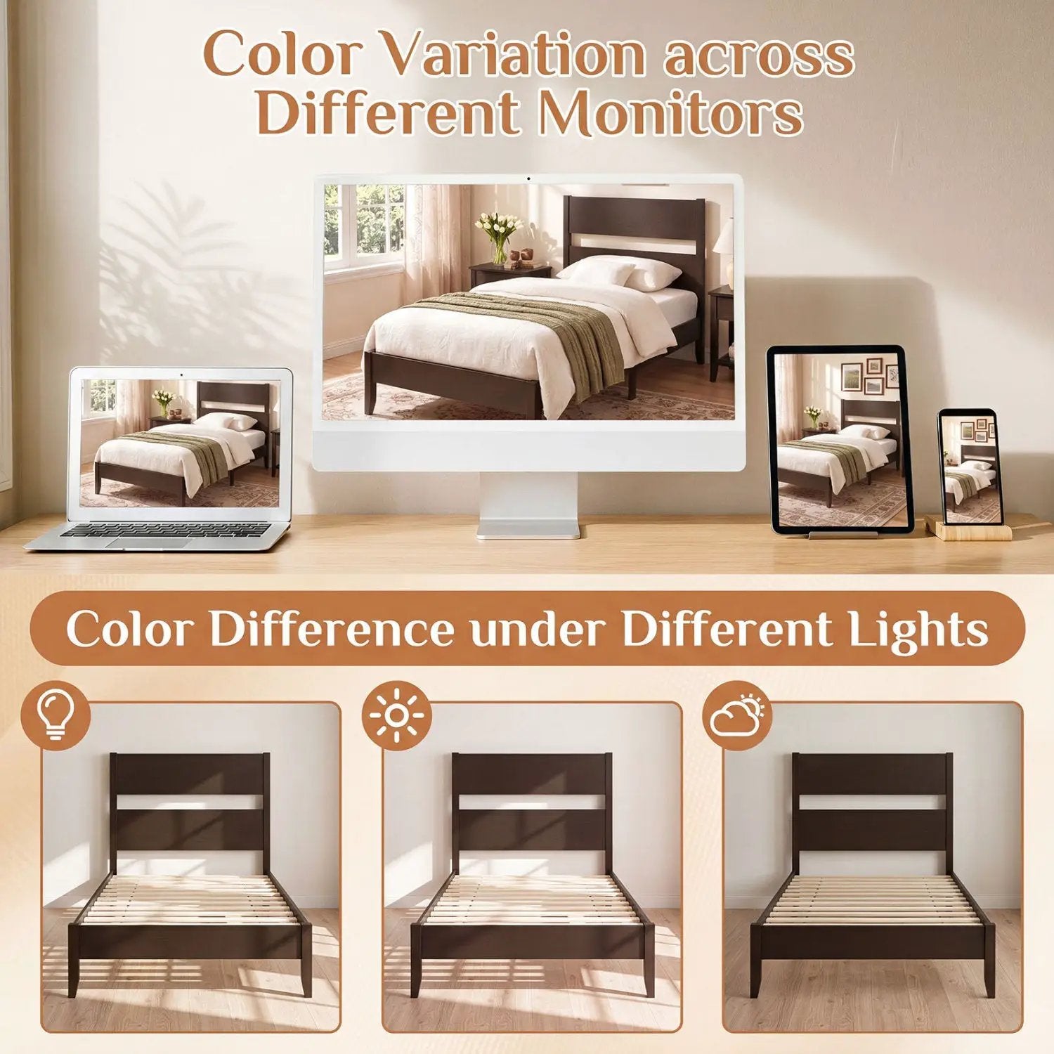 Twin Bed Frame with Headboard and Solid Wood Legs by DirectDeals