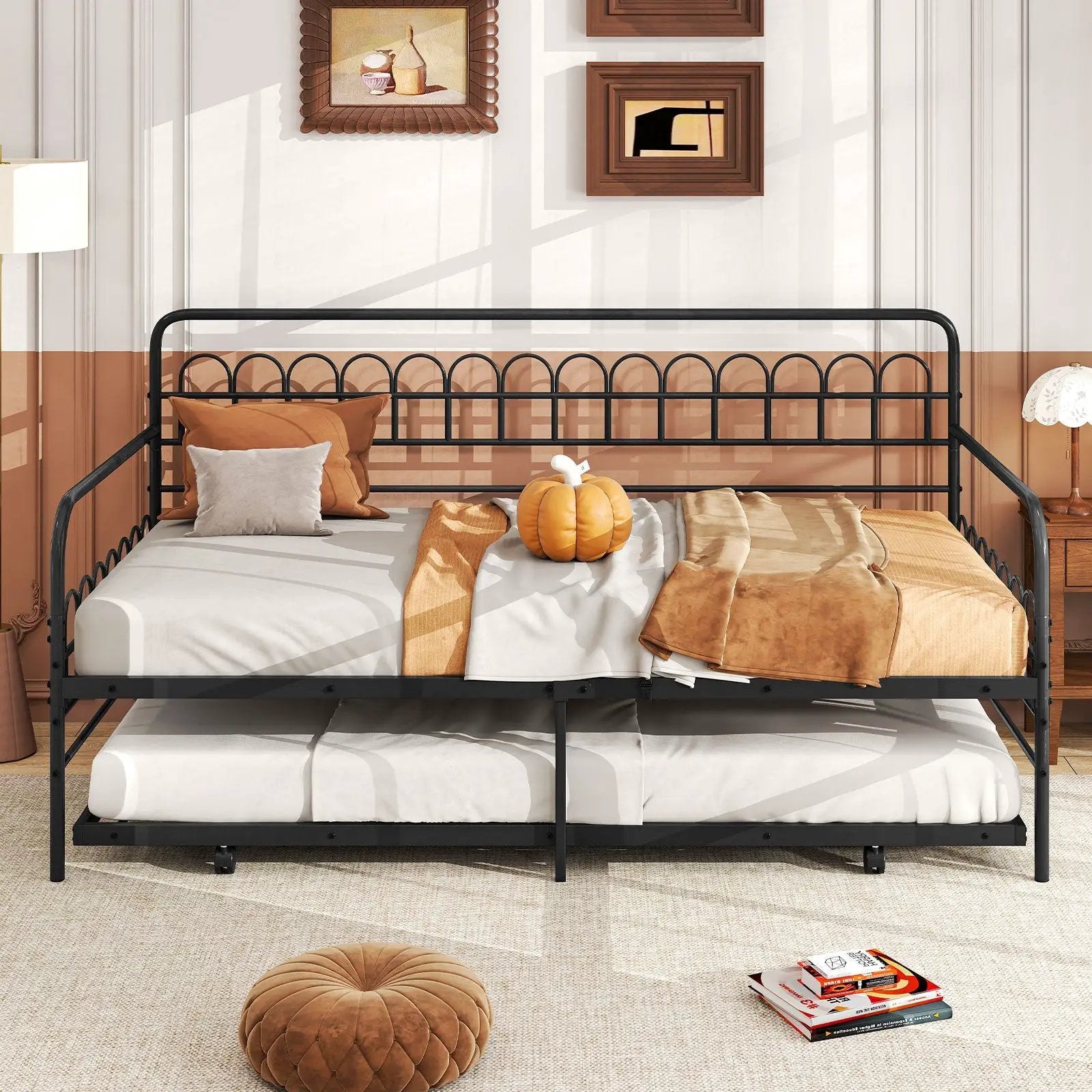 Twin Daybed with Curved Backrest and Armrests by DirectDeals