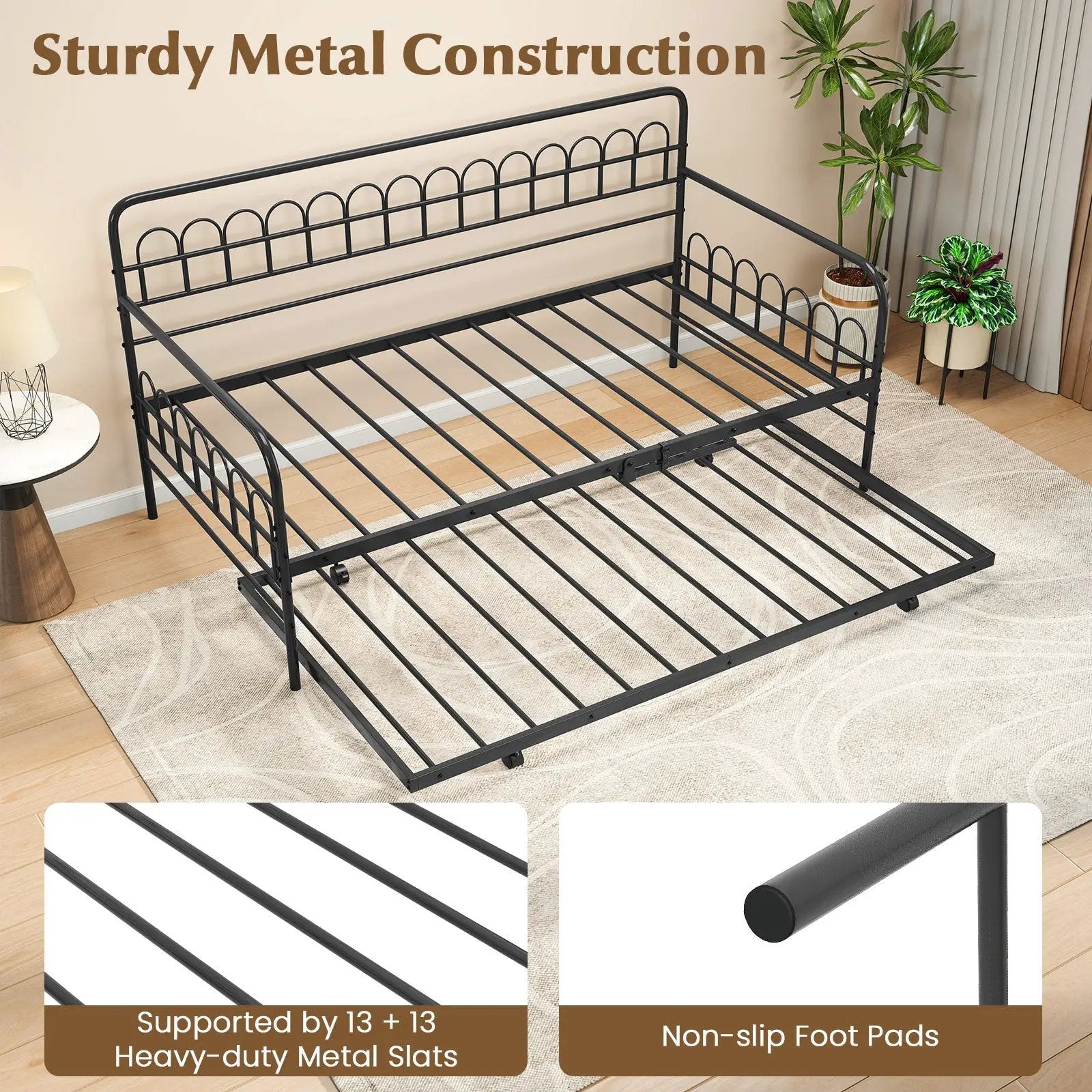 Twin Daybed with Curved Backrest and Armrests by DirectDeals