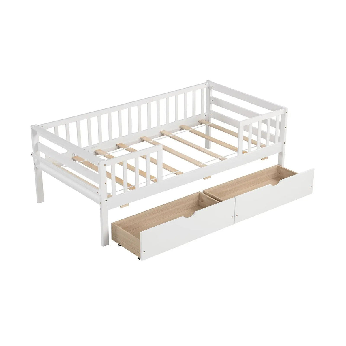 Twin Daybed with Fence and 2 Drawers Kids Bed for Boys & Girls, photo 9 of 9