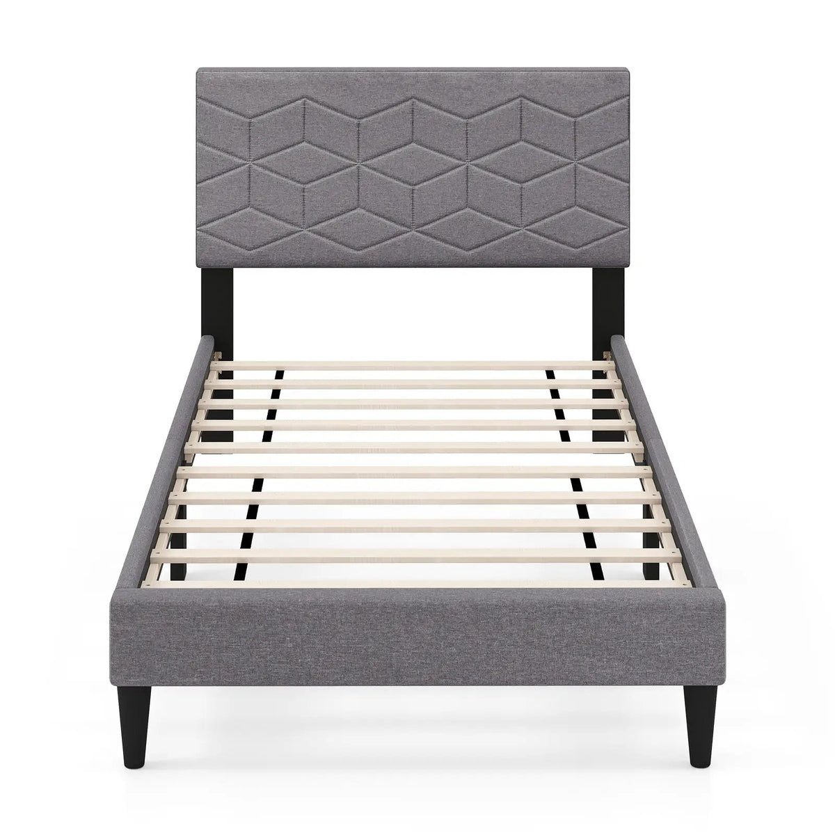 Twin/Full/Queen Size Bed Frame Modern Platform Bed with Linen Fabric Upholstered Headboard, photo 6 of 24