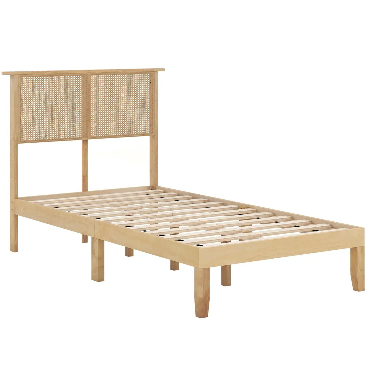 Twin/Full/Queen Size Bed Frame with Rattan Headboard, photo 10 of 10