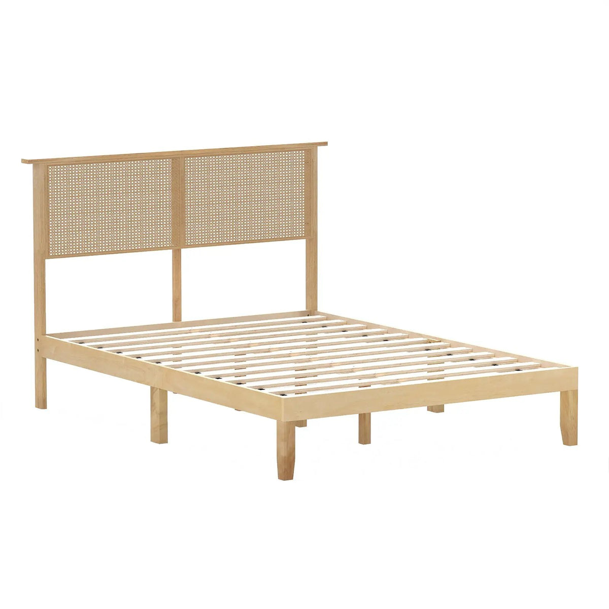 Twin/Full/Queen Size Bed Frame with Rattan Headboard, photo 9 of 10