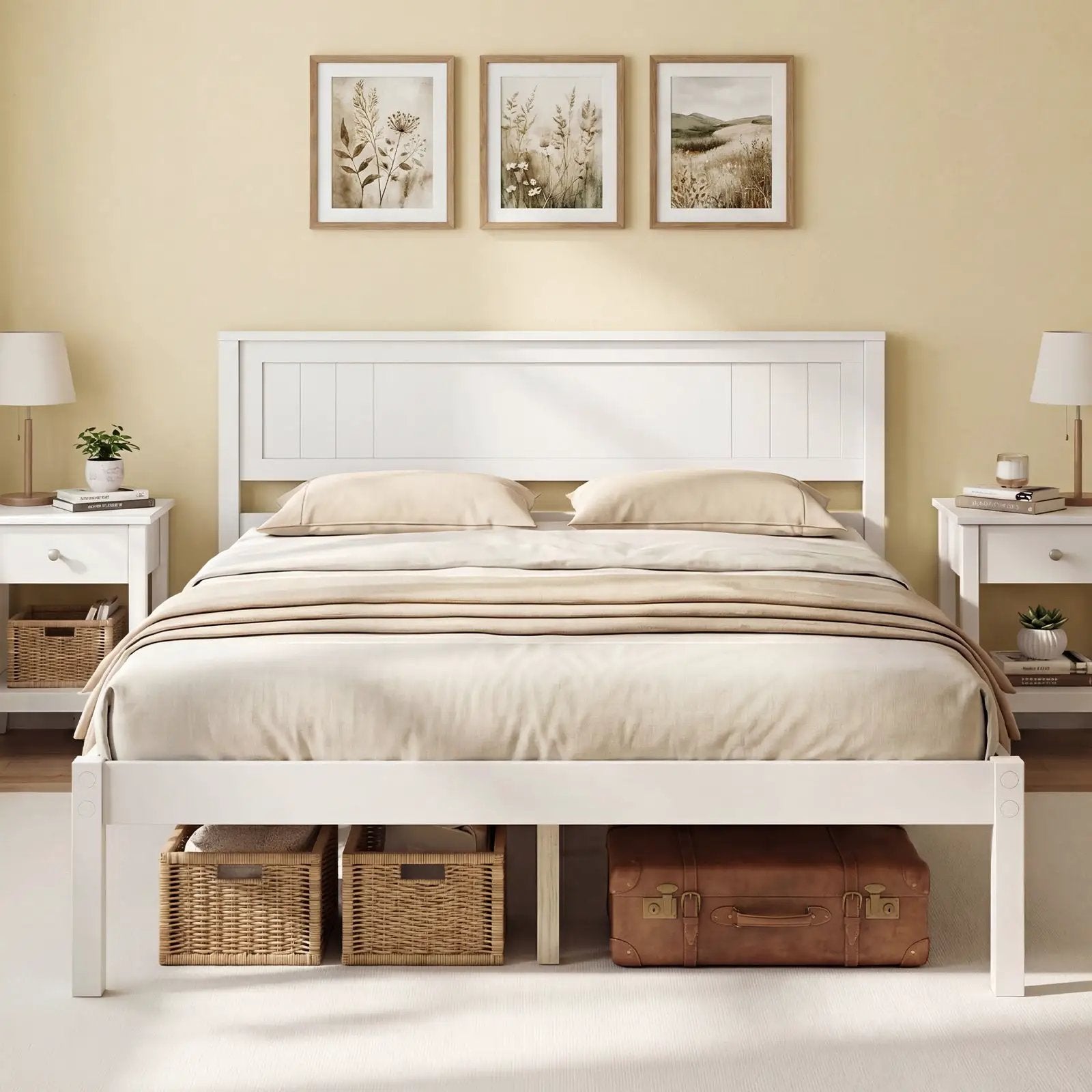 Twin/Full/Queen Size Sturdy Wooden Bed Frame with Headboard and Slat Support by DirectDeals