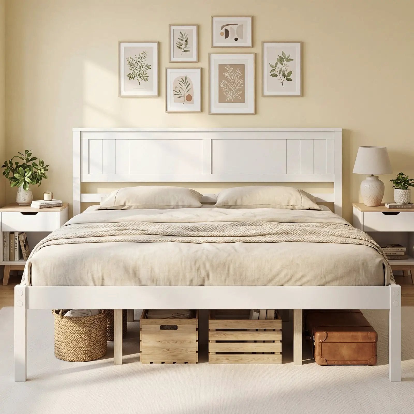 Twin/Full/Queen Size Sturdy Wooden Bed Frame with Headboard and Slat Support by DirectDeals