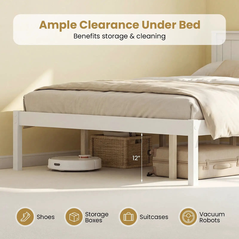 Twin/Full/Queen Size Sturdy Wooden Bed Frame with Headboard and Slat Support by DirectDeals