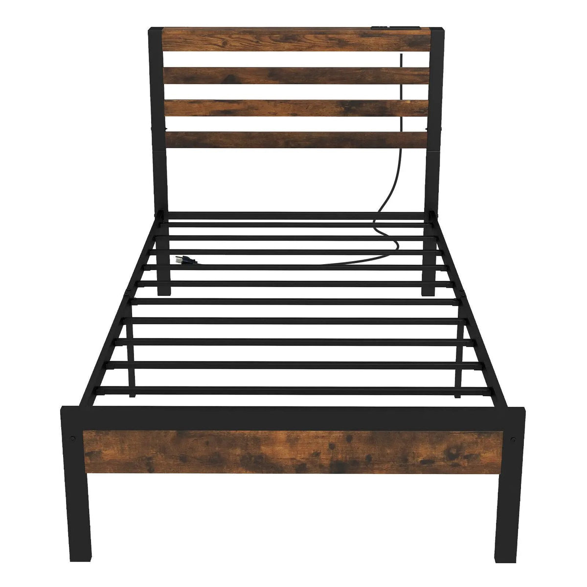 Full/Queen Size Bed Frame with Charging Station and Storage Headboard, photo 10 of 10