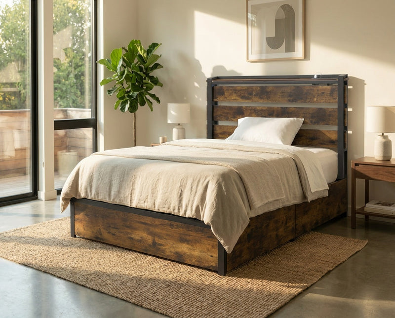 Twin Bed Frame with 4 Large Storage Drawers – Space by DirectDeals