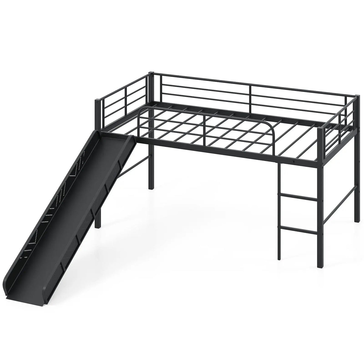 Twin Metal Loft Bed with Slide Safety Guardrails and Built-in Ladder, photo 9 of 10
