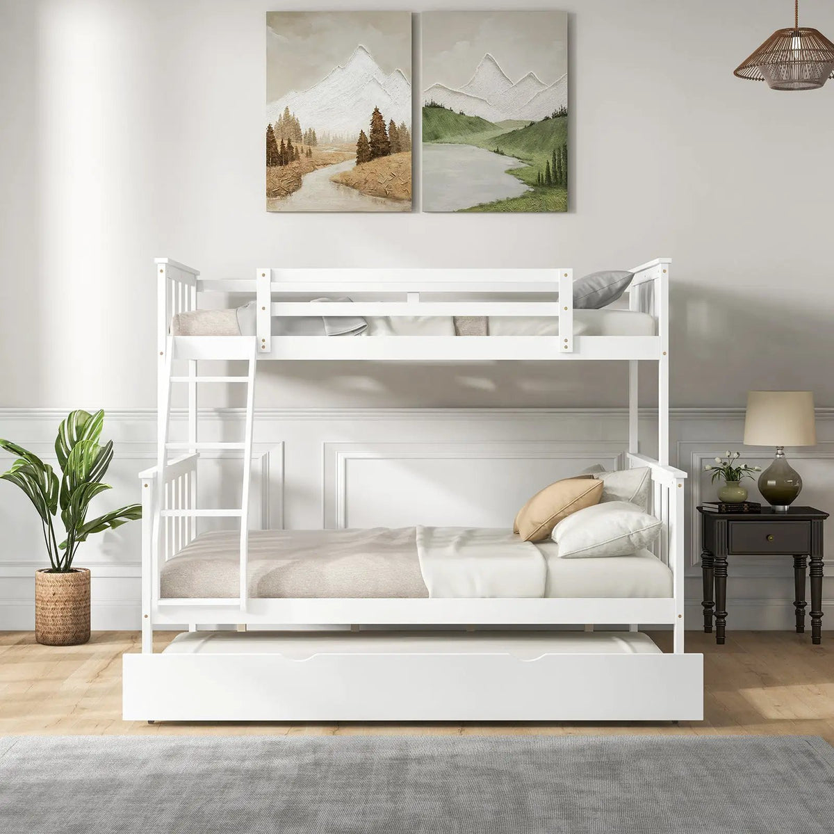 3-in-1 Twin Over Full Bunk Bed with Trundle and Ladder, photo 6 of 9