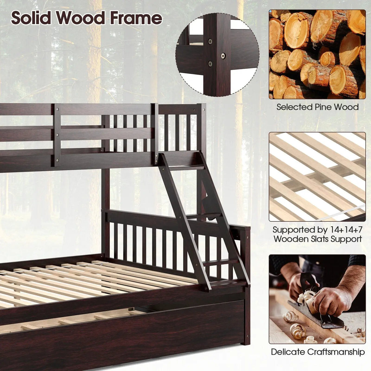 Twin Over Full Convertible Bunk Bed with Twin Trundle, photo 8 of 9
