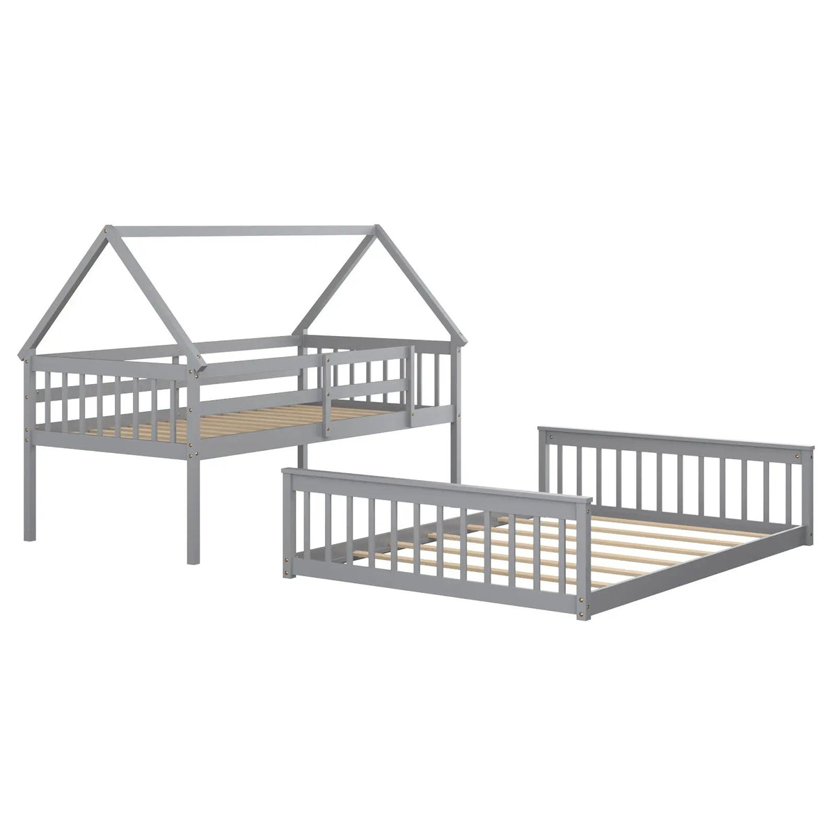 Twin Over Full House Bunk Bed with Ladder and Guardrails, photo 4 of 9