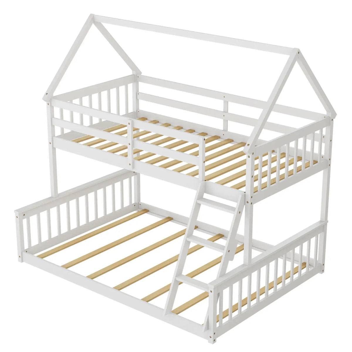 Twin Over Full House Bunk Bed with Ladder and Guardrails, photo 9 of 9