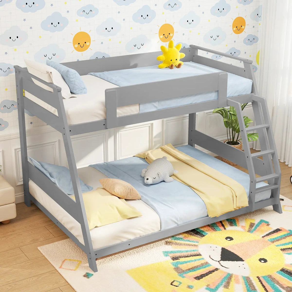 Twin Over Full Low Bunk Bed with Reversible Ladder, photo 2 of 9
