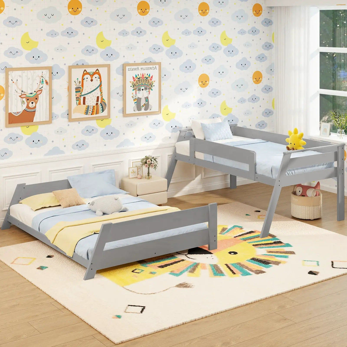 Twin Over Full Low Bunk Bed with Reversible Ladder, photo 6 of 9