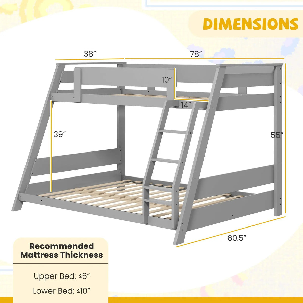 Twin Over Full Low Bunk Bed with Reversible Ladder, photo 4 of 9