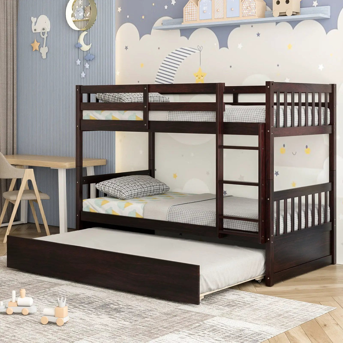 Twin Over Twin Bunk Bed with Pull-out Trundle and Ladder, photo 2 of 9