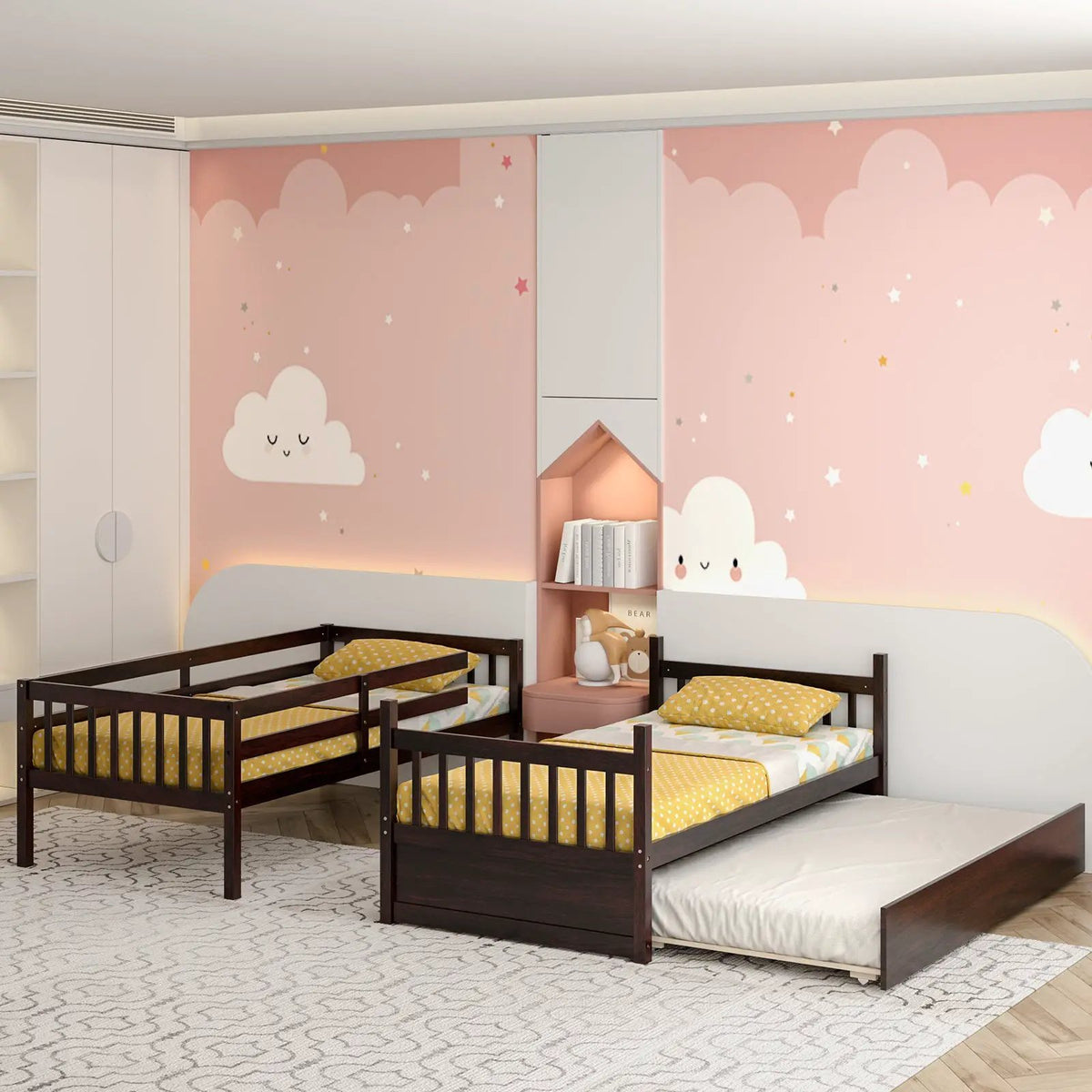 Twin Over Twin Bunk Bed with Pull-out Trundle and Ladder, photo 6 of 9