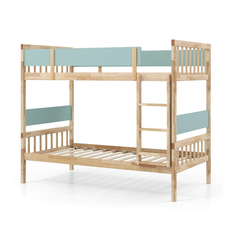 Twin Over Twin Bunk Bed with Ladder and Full-length Guardrails by DirectDeals