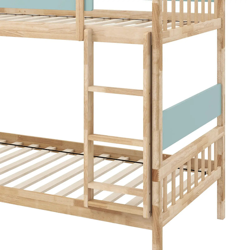 Twin Over Twin Bunk Bed with Ladder and Full-length Guardrails by DirectDeals