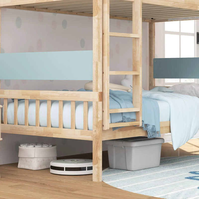 Twin Over Twin Bunk Bed with Ladder and Full-length Guardrails by DirectDeals