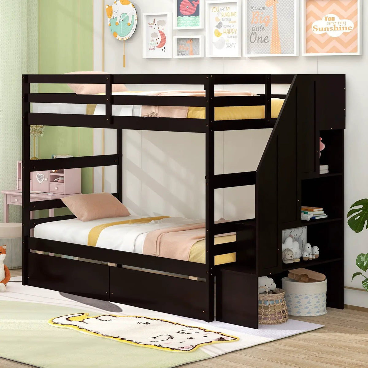 Twin Over Twin Bunk Bed with Storage Stairs and Drawers, photo 2 of 10
