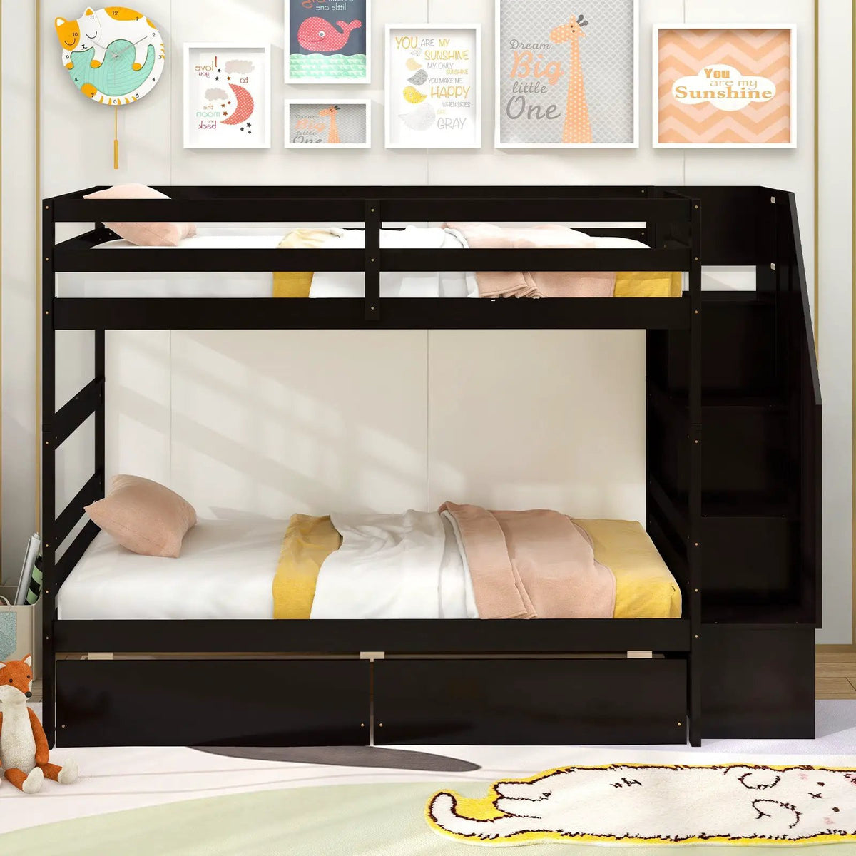 Twin Over Twin Bunk Bed with Storage Stairs and Drawers, photo 5 of 10