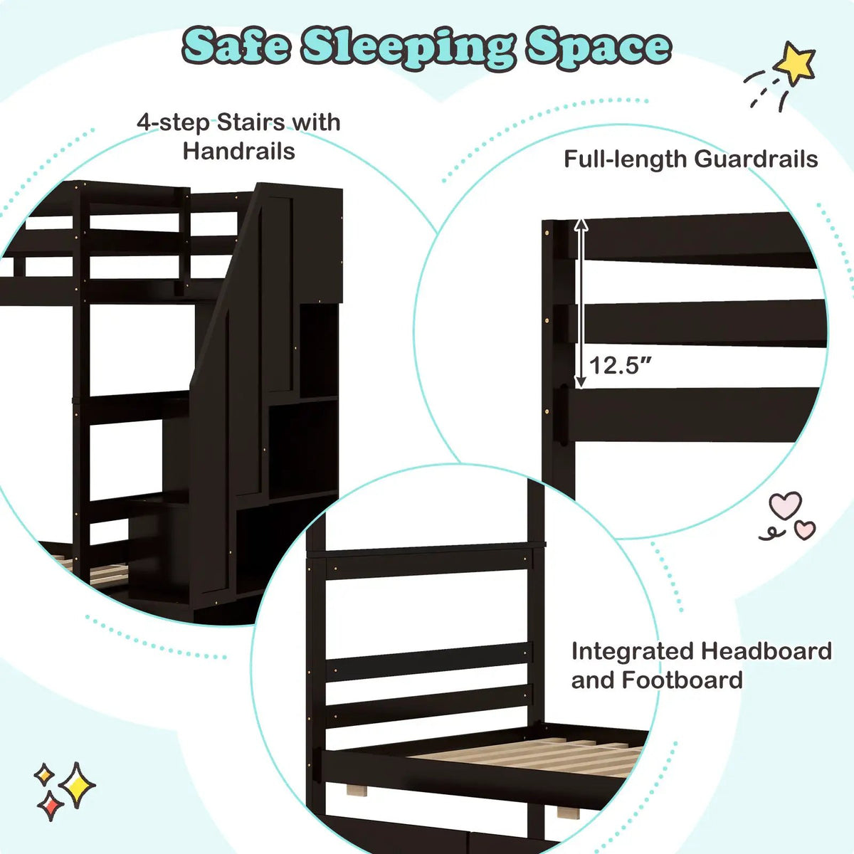 Twin Over Twin Bunk Bed with Storage Stairs and Drawers, photo 6 of 10