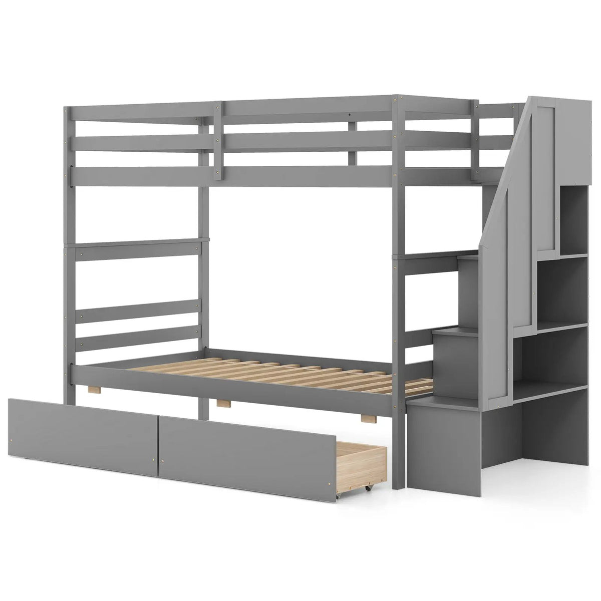 Twin Over Twin Bunk Bed with Storage Stairs and Drawers, photo 9 of 10