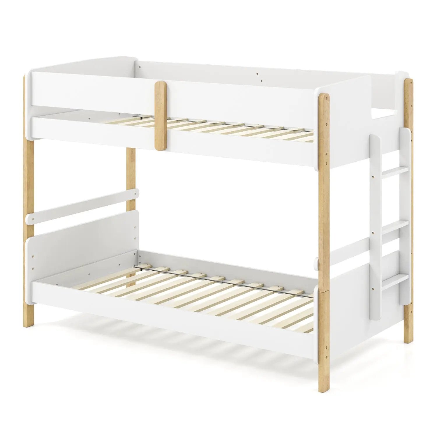 Twin Over Twin Bunk Bed with Convertible Design and Ladder by DirectDeals