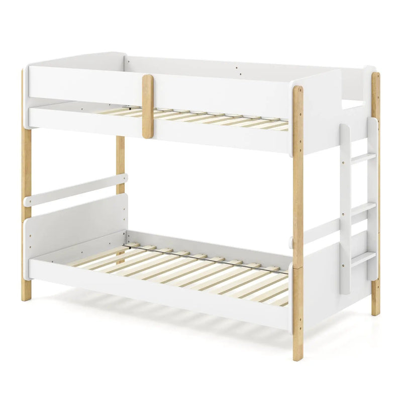 Twin Over Twin Bunk Bed with Convertible Design and Ladder by DirectDeals