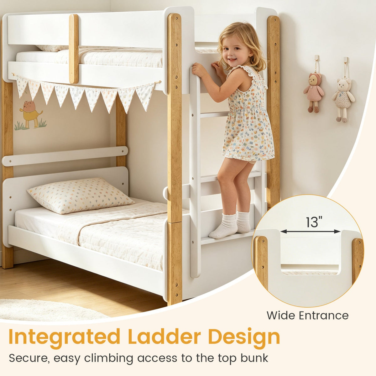 Twin Over Twin Bunk Bed with Convertible Design and Ladder, photo 8 of 16