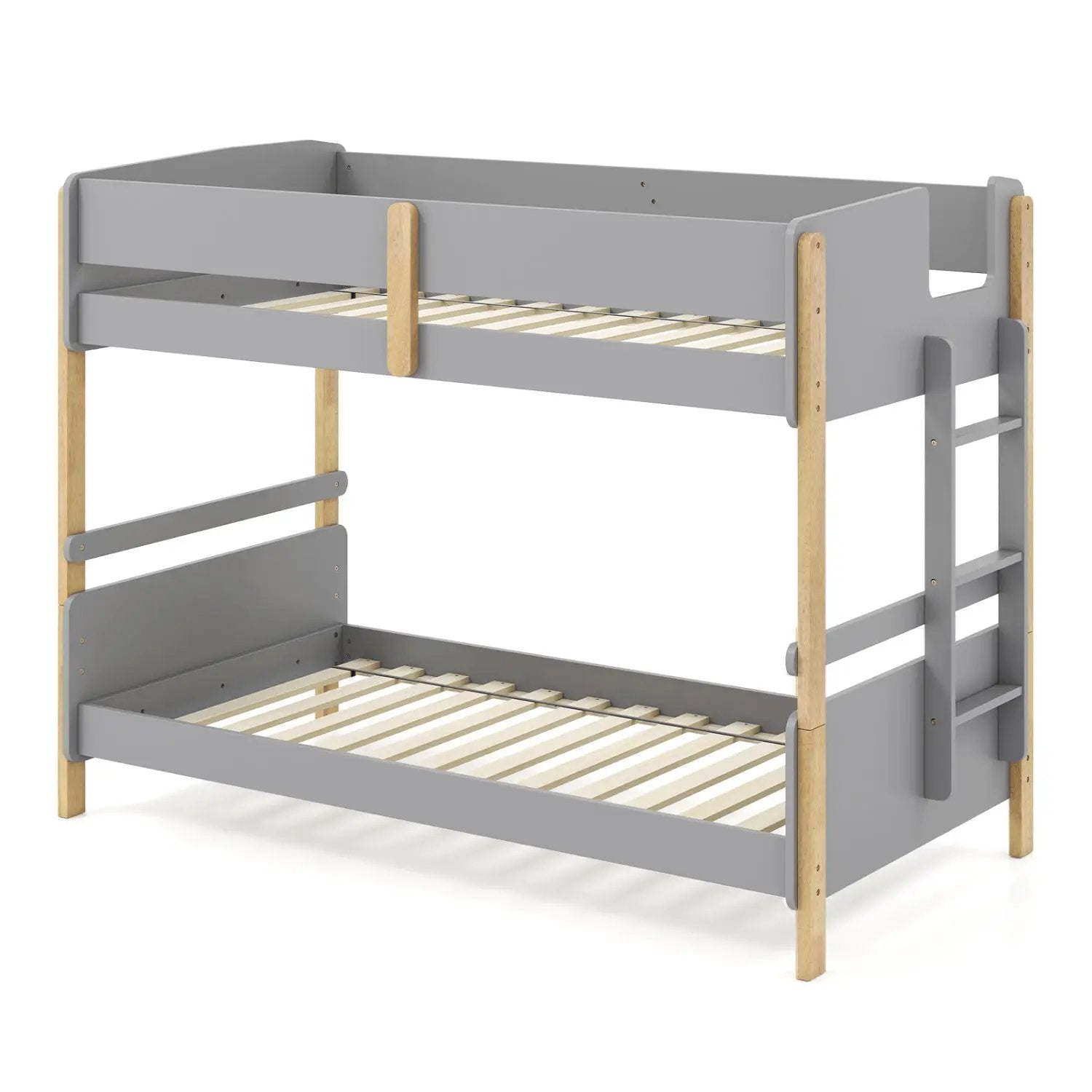 Twin Over Twin Bunk Bed with Convertible Design and Ladder by DirectDeals
