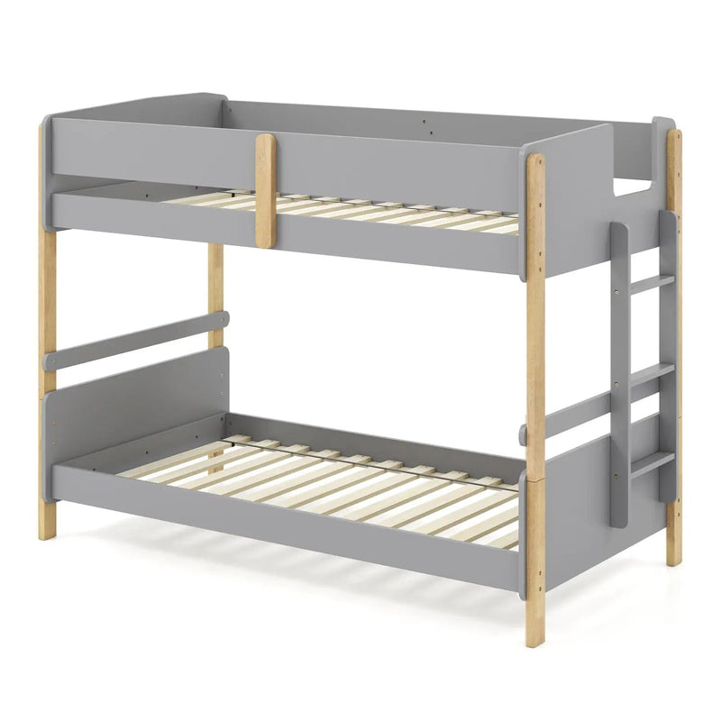 Twin Over Twin Bunk Bed with Convertible Design and Ladder by DirectDeals