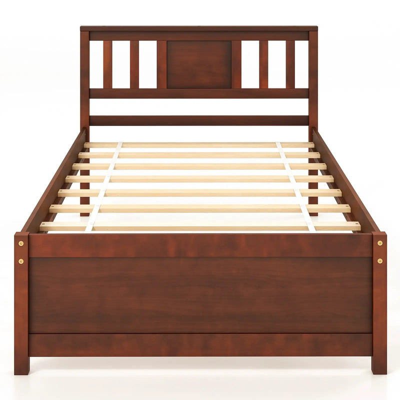 Wooden Platform Bed with Headboard and Slat Support-Queen Size by DirectDeals