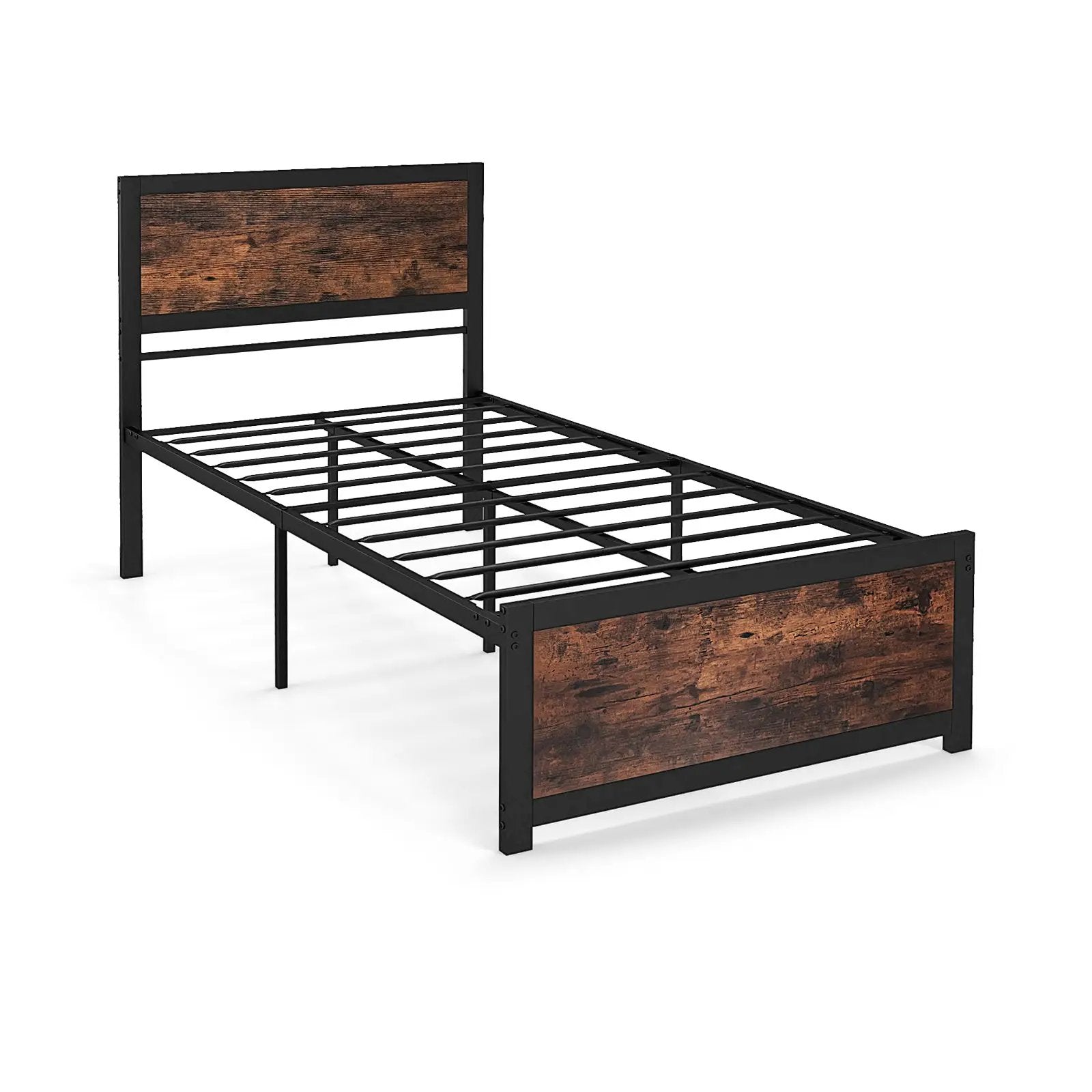 Twin Size Bed Frame Metal with High Headboard and Mute Bars-Twin Size by DirectDeals
