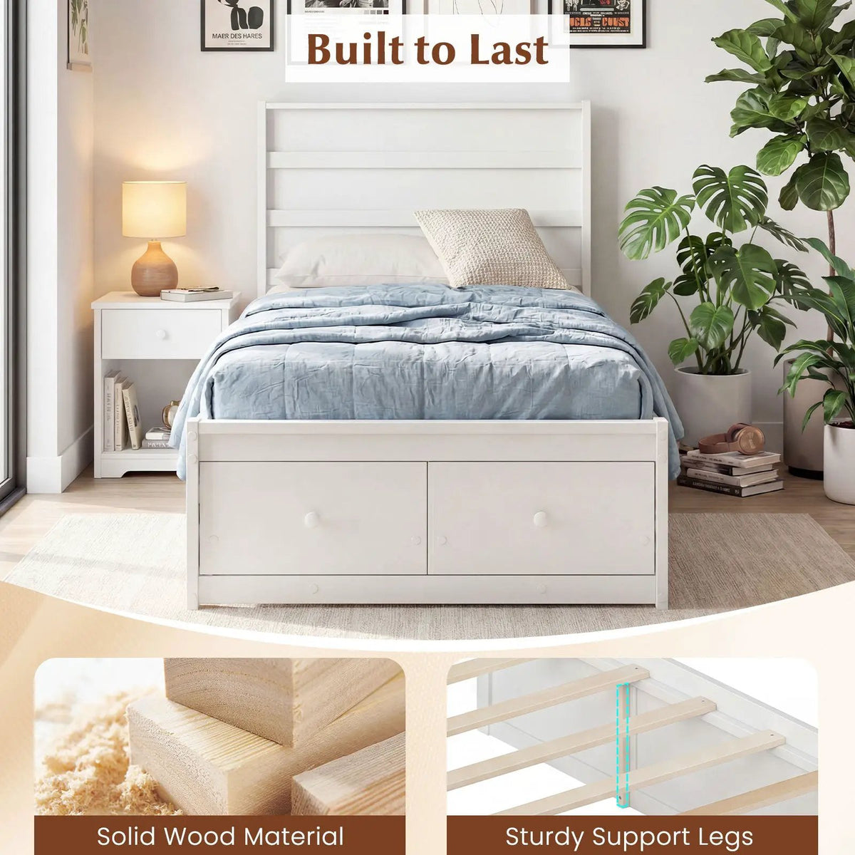 Twin Size Bed Frame with Storage Drawers and Headboard, photo 24 of 24