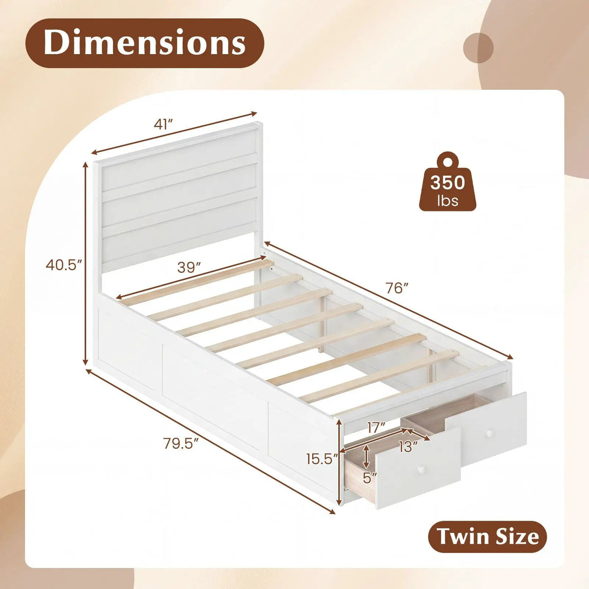 Twin Size Bed Frame with Storage Drawers and Headboard, photo 11 of 24