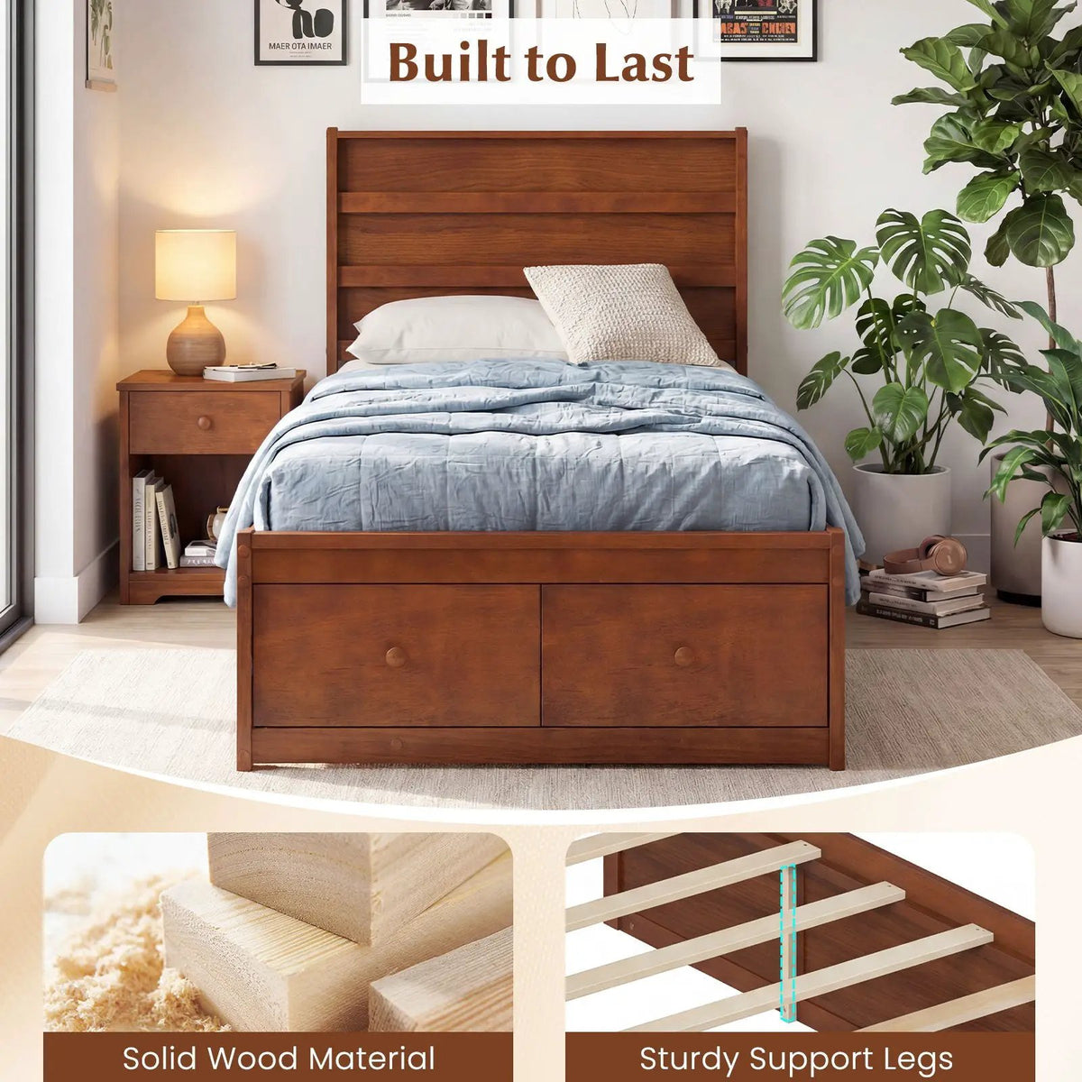 Twin Size Bed Frame with Storage Drawers and Headboard, photo 23 of 24