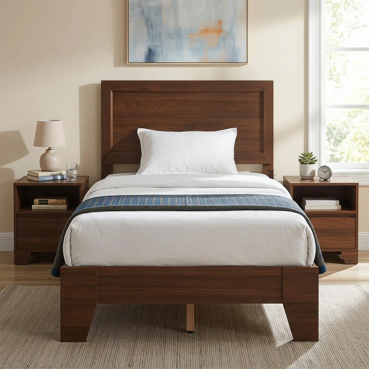 Twin Platform Bed Frame with Headboard - No Box Spring Needed, photo 10 of 16