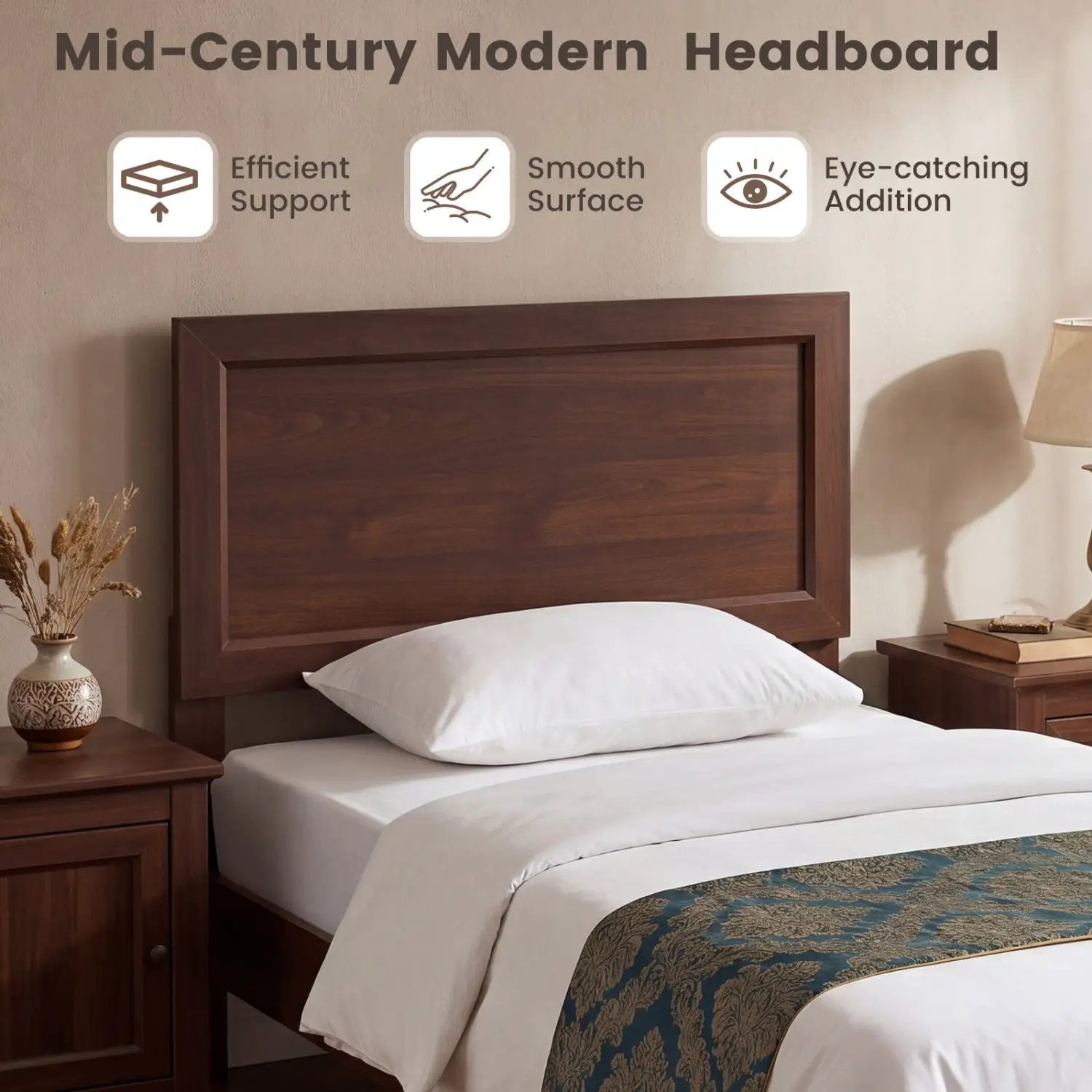 Twin Platform Bed Frame with Headboard - No Box Spring Needed by DirectDeals