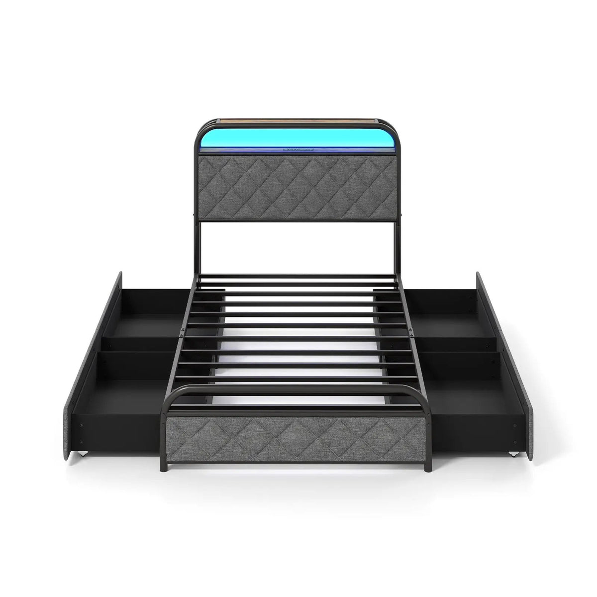 Twin/Full/Queen Size Bed Frame with LED Lights and Charging Station, photo 10 of 10