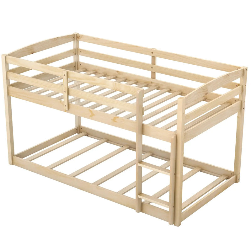 Twin Size Bunk Bed with High Guardrails and Integrated Ladder by DirectDeals